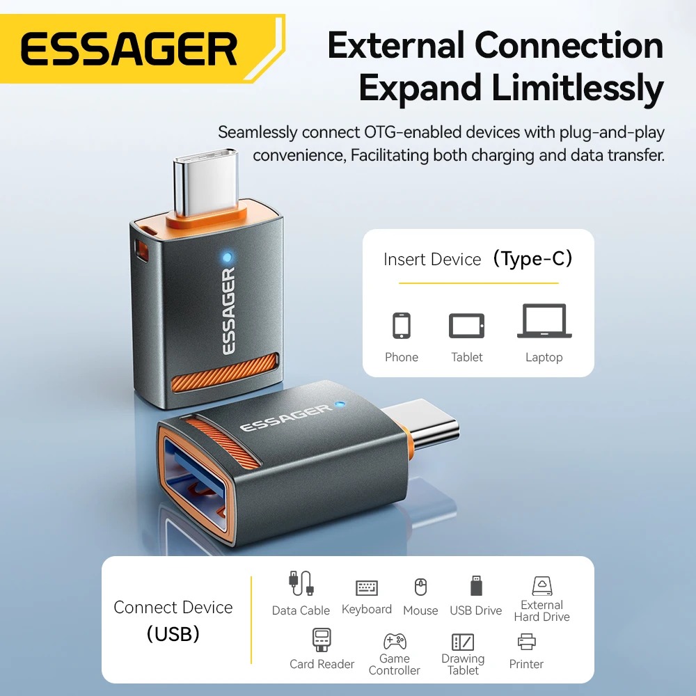 Adaptateur OTG Essager USB 3.0 Multi-Connecteurs – Convertisseur Type-C, Micro USB & Lightning pour iPhone, Xiaomi & MacBookimage-2