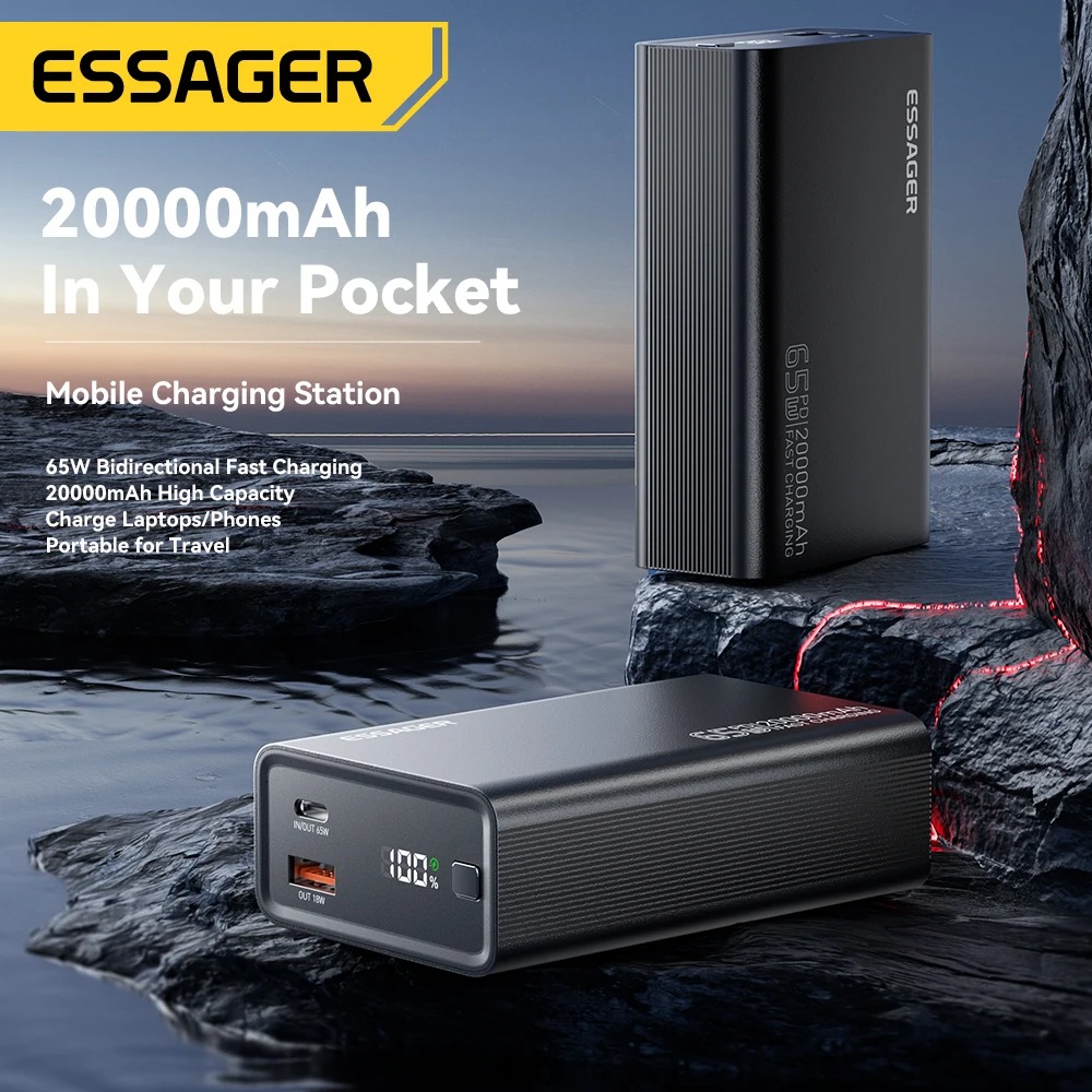 Batterie Externe Portable Essager 20000mAh 65W PD – Power Bank Charge Ultra-Rapide pour Ordinateur Portable, MacBook, iPad, iPhone 17 16 15 & Samsungimage 4