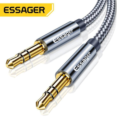 Câble Auxiliaire Jack 3,5mm ESSAGER EYP35-DYBOG (0,5m) – Câble Audio Hi-Fi Tressé Anti-Nœud pour Voiture, Casque, Enceinte & PC
