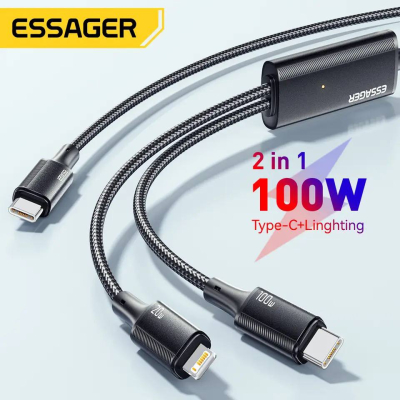 ESSAGER - Câble de Charge Rapide Essager Type-C vers Type-C et Lightning 100W