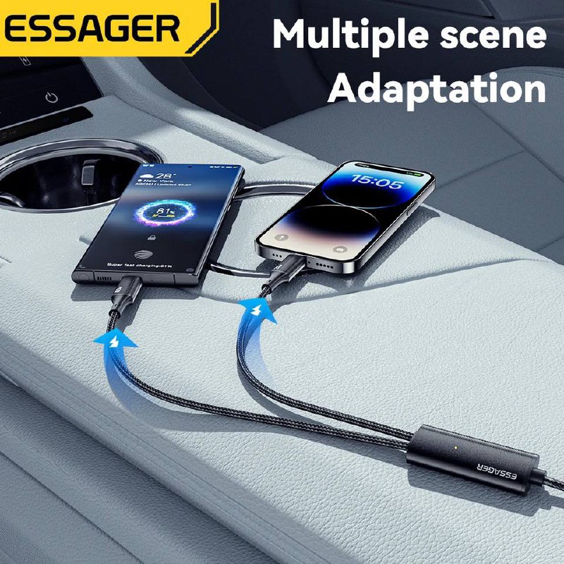 Câble de Charge Rapide Essager Type-C vers Type-C et Lightning 100Wimage-2