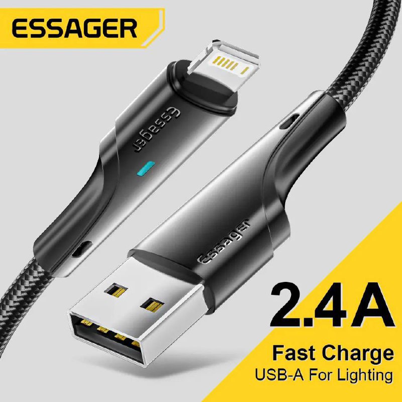 Câble Essager USB vers iPhone avec Charge Rapide image 1