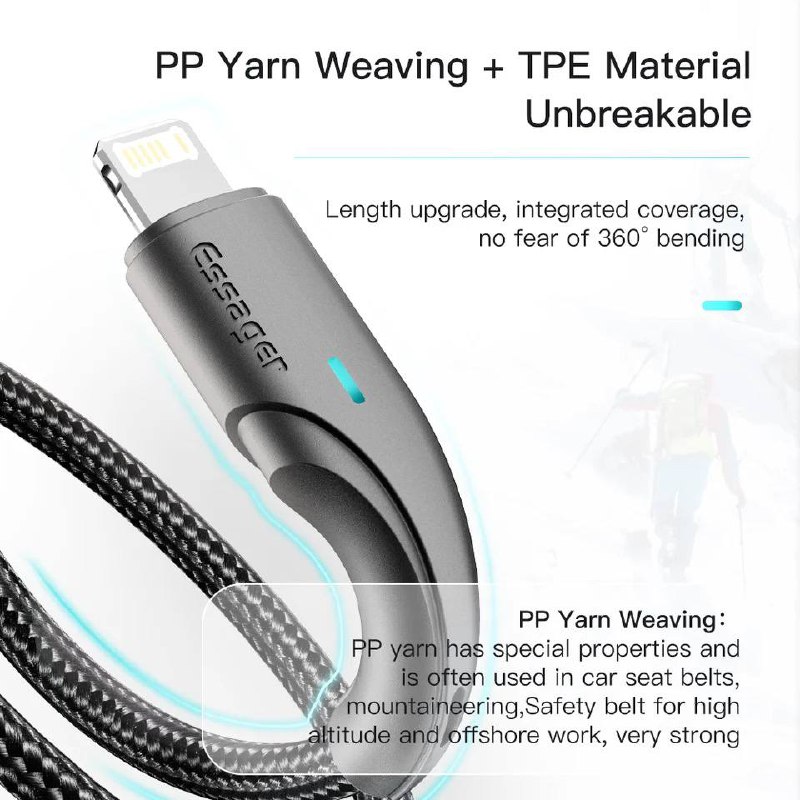 Câble Essager USB vers iPhone avec Charge Rapideimage 4