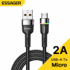 Câble Micro-USB ESSAGER 2 Mètres (2A - EXCM-XCDA01) – Câble de Charge Rapide Tressé avec Indicateur LED Lumineux image 1