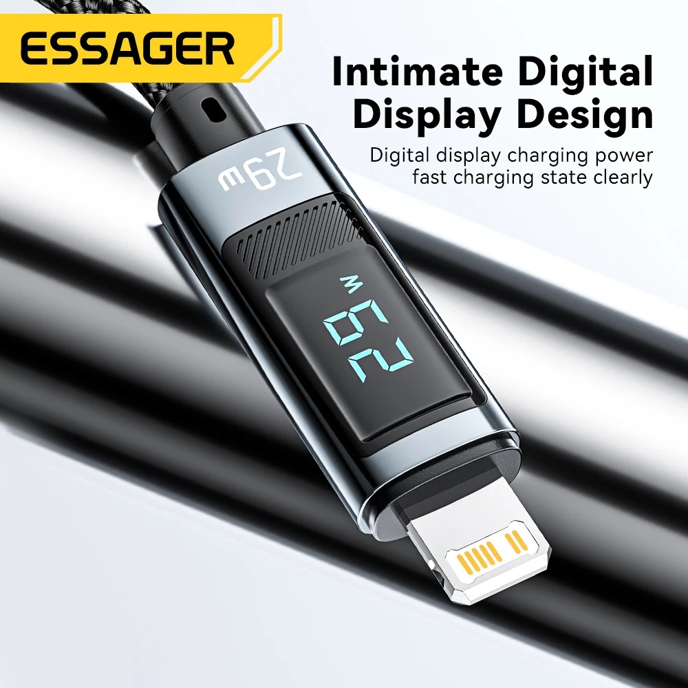 Câble USB-C vers Lightning ESSAGER 29W avec Affichage Numérique LED – Câble de Charge Rapide PD pour iPhone 14/13/12 Pro Max & iPadimage 4