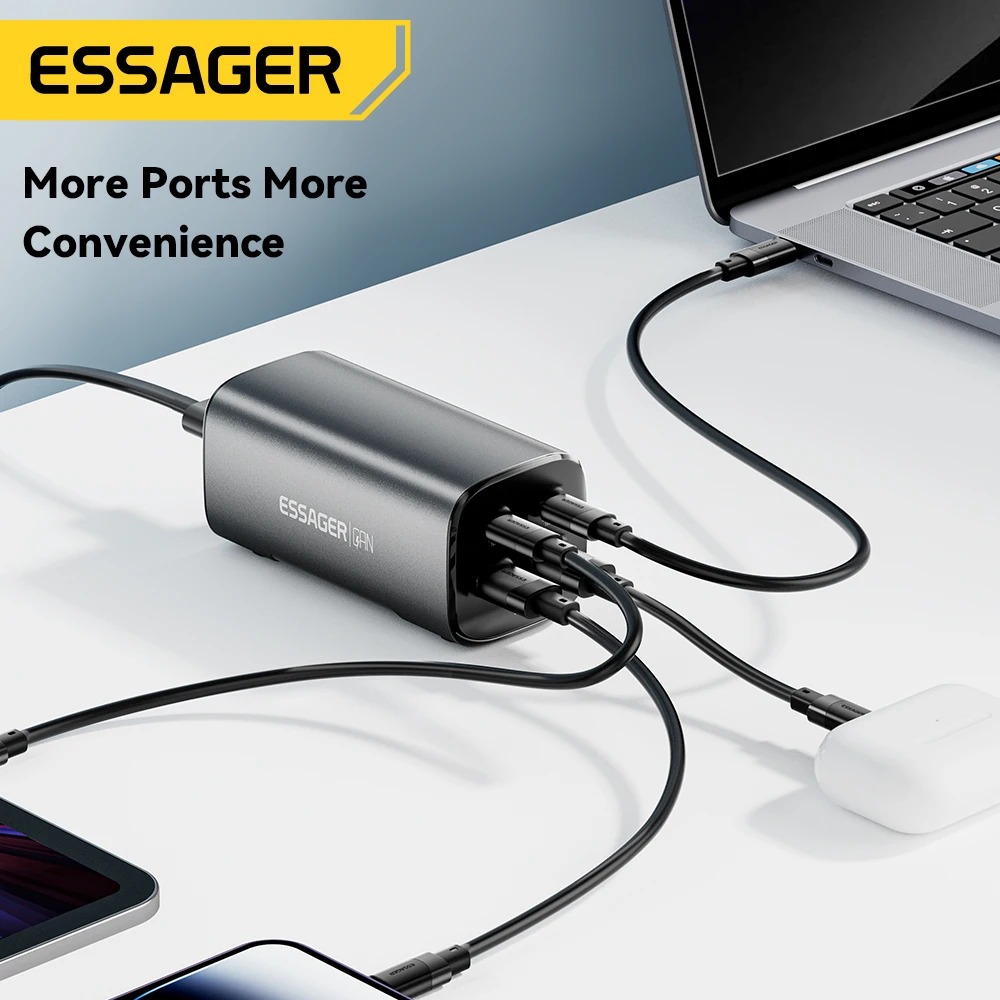 Chargeur de Bureau Essager 100W USB-C GaN – Charge Rapide QC 4.0/3.0 & PD pour MacBook, iPhone 15 & Samsungimage 4