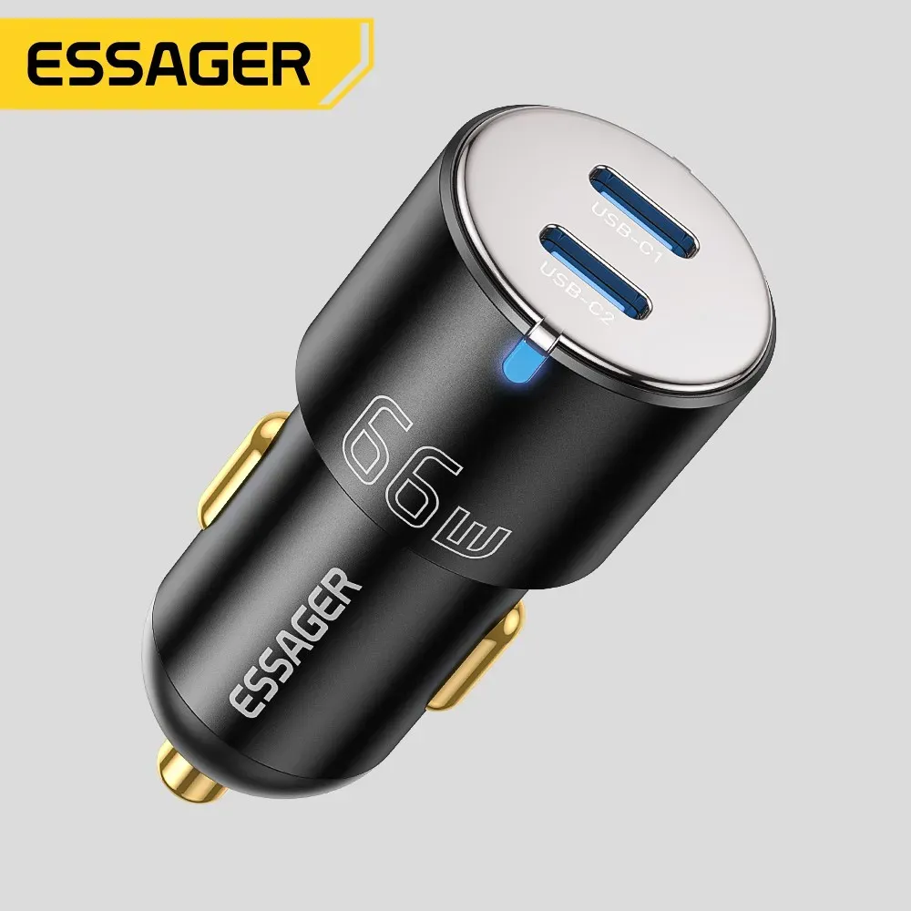 Chargeur de Voiture Essager 66W Ultra Rapide – Double Port Type-C + USB-A image 1