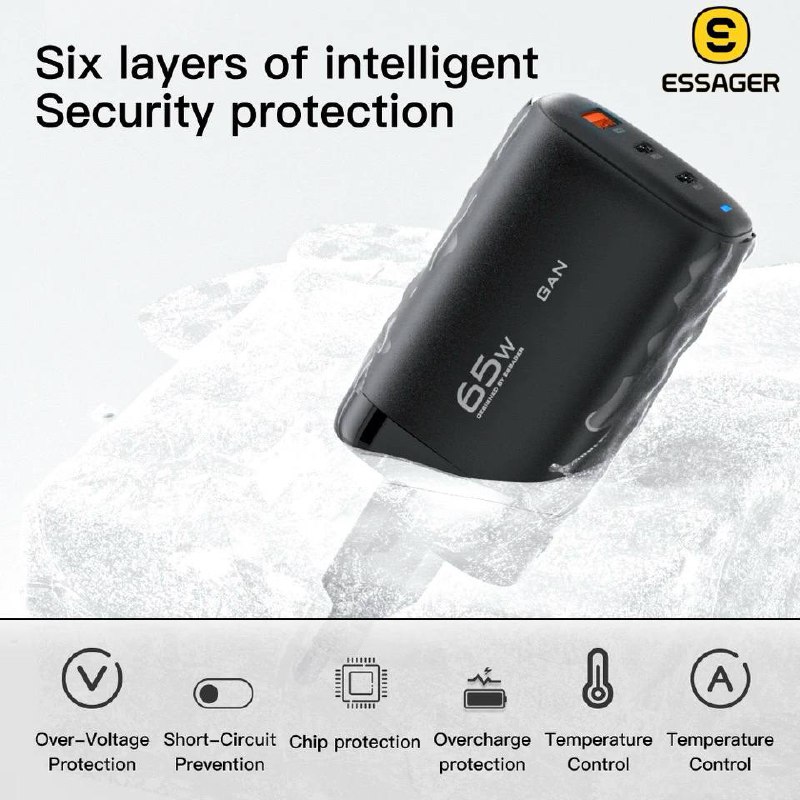 Chargeur Essager GaN avec Charge Rapide 65W  image 3