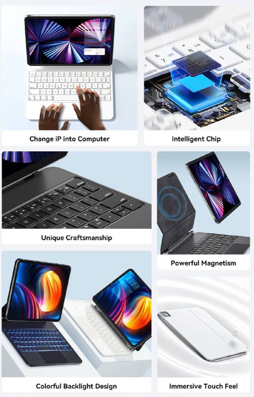Clavier Pliable Essager Bluetooth iPad 12.9 Pouces image 3