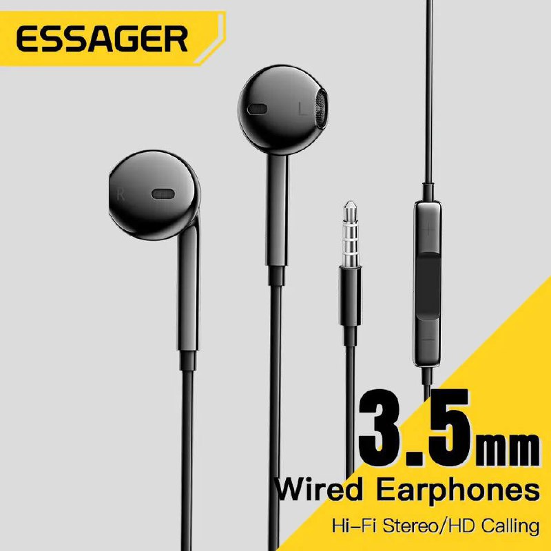 ESSAGER - Écouteurs Stéréo Filaires avec Microphone