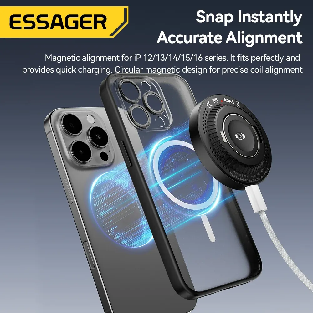 Essager ES-WC20 15W 2-in-1 Magnetic Wireless Charger – Station de Charge Sans Fil Magnétique pour iPhone, Apple Watch & Android image 3