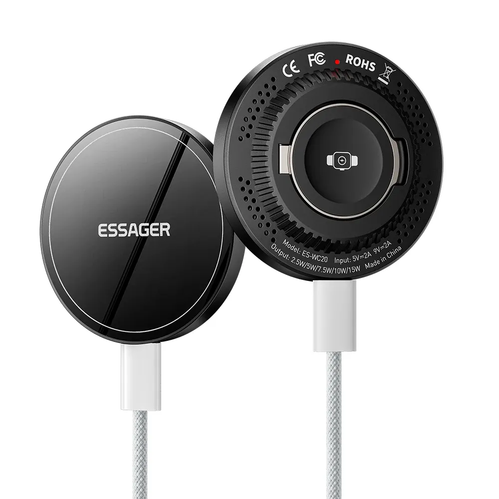 Essager ES-WC20 15W 2-in-1 Magnetic Wireless Charger – Station de Charge Sans Fil Magnétique pour iPhone, Apple Watch & Androidimage 4