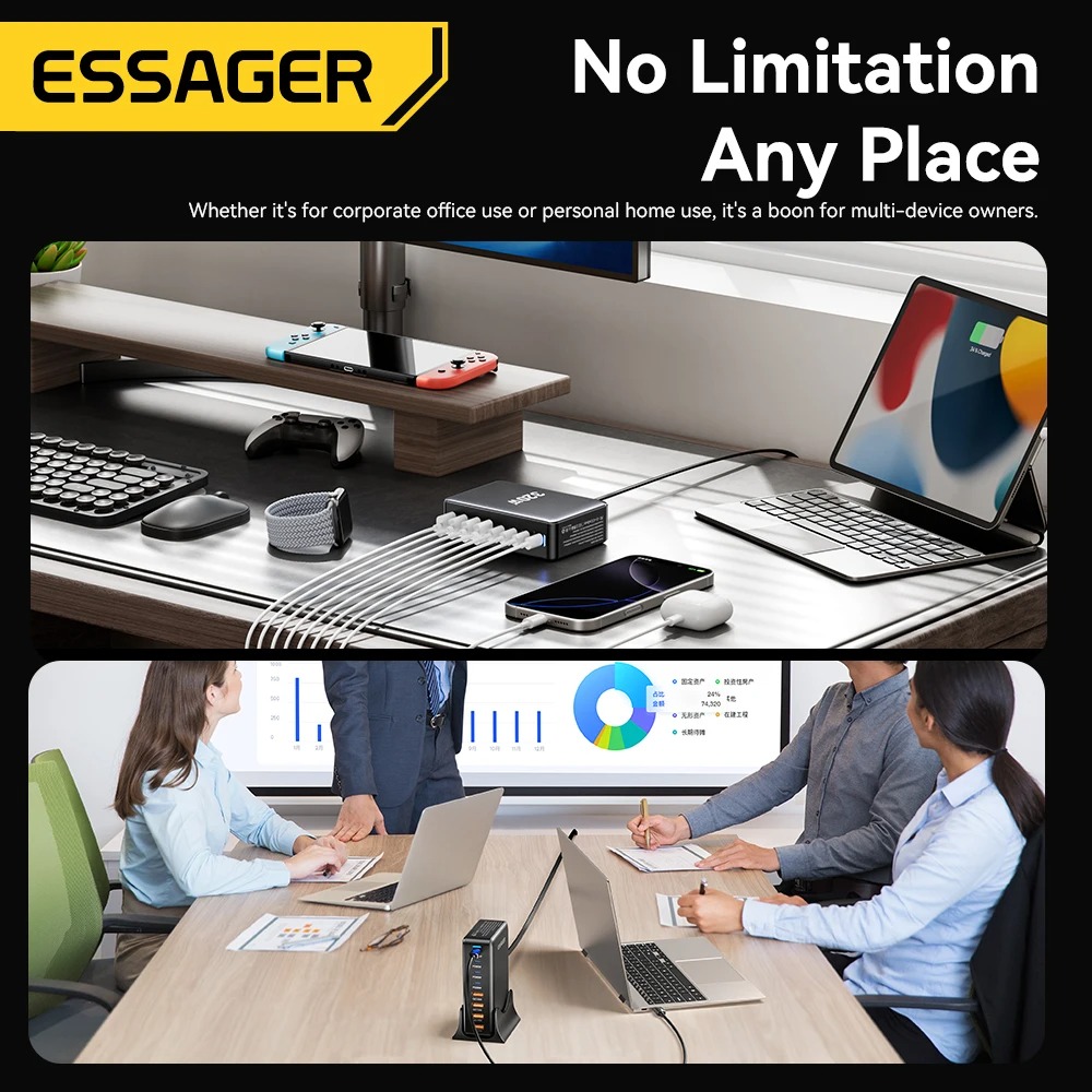 Station de Charge Essager 320W GaN 3.0 – Hub USB-C 8 Ports Haute Puissanceimage 4