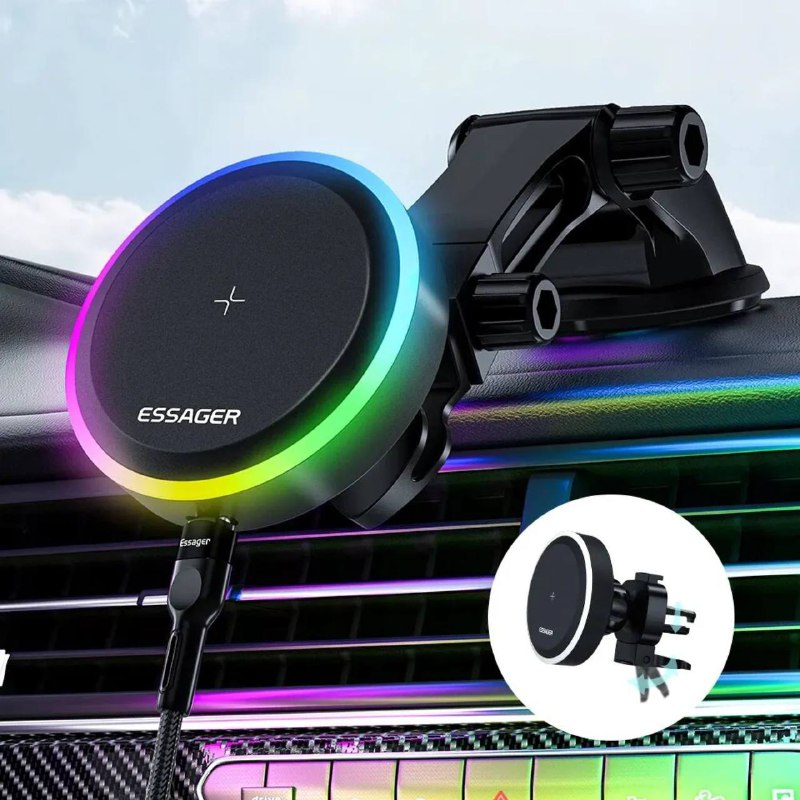 Support de Téléphone Magnétique Essager pour Voiture avec Charge sans fil image 3