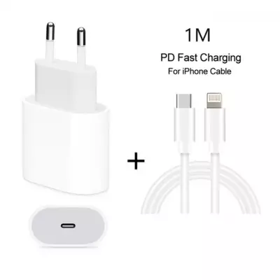 GENERALE - 2 in 1 PD 18W Single 8 Pin Interface Travel Charger + 3A PD3.0 USB-C / Type-C to 8 Pin Fast Charge Data Cable Set, Cable Length: 1m(EU Plug)