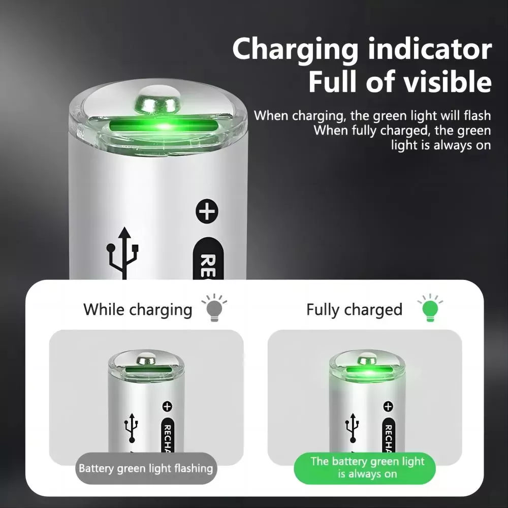 2 Piles Rechargeables USB AAA 1.5V 2200mWhimage-2