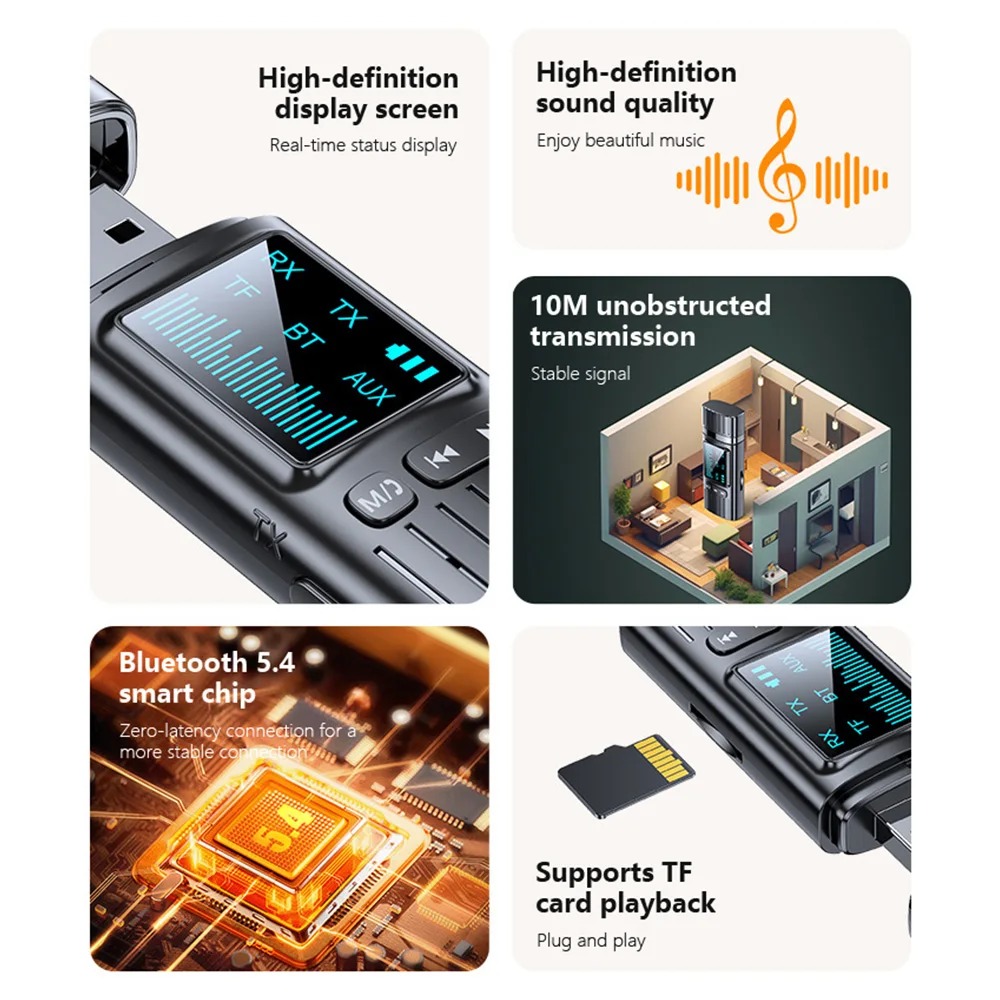 Adaptateur Audio Bluetooth 5.4 Jack 3,5 mm – Transmetteur Récepteur pour Voiture AUX et PCimage-2