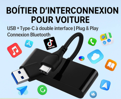 Adaptateur CarPlay et Android Auto Sans Fil P40 – Connecteurs USB & USB-C
