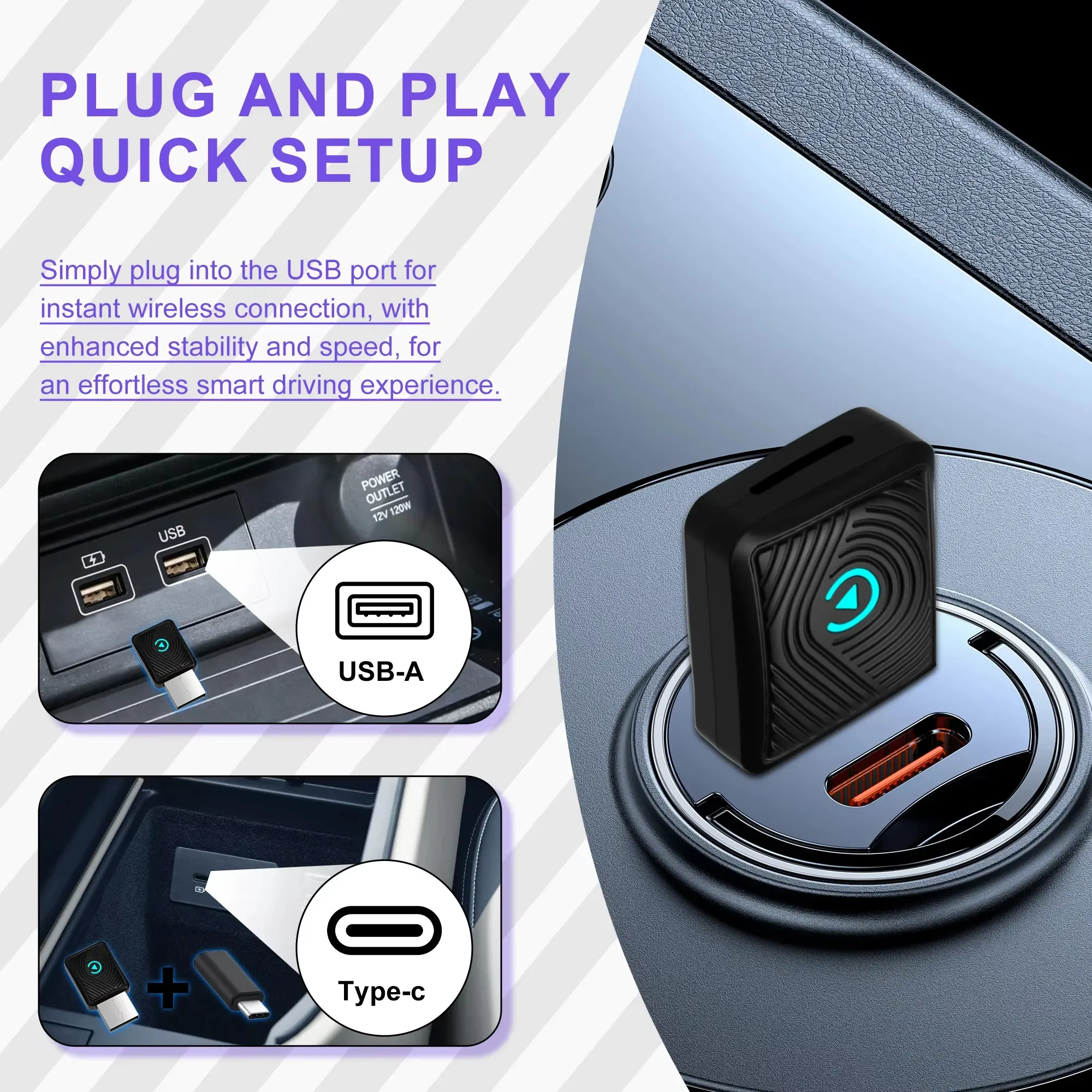 Adaptateur CarPlay Sans Fil Ultra-Rapide – Connexion Automatique pour iPhoneimage 4
