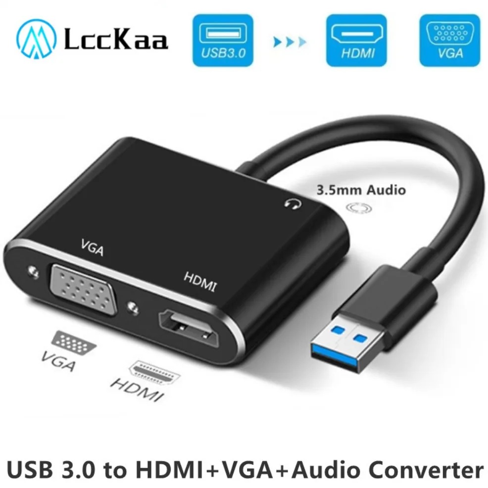 GENERALE - Adaptateur LccKaa USB 3.0 vers HDMI & VGA – Convertisseur 2-en-1 Haute Définition