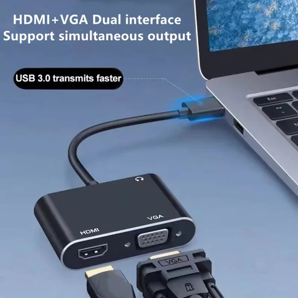 Adaptateur LccKaa USB 3.0 vers HDMI & VGA – Convertisseur 2-en-1 Haute Définitionimage-2