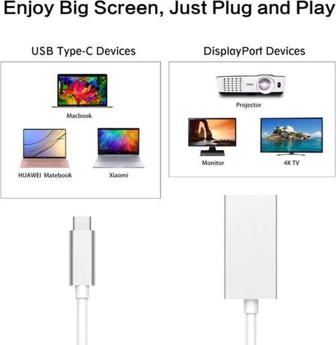 Adaptateur MICROWARE USB-C vers DisplayPort – 4K UHD Haute Vitesseimage 4