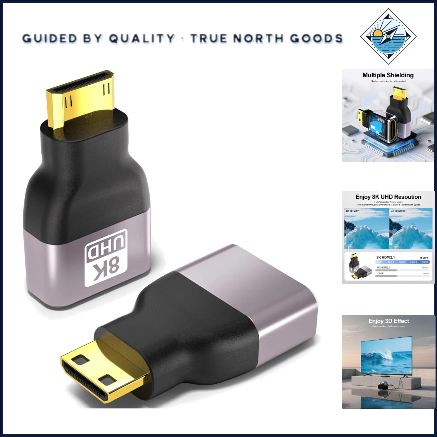 Adaptateur Mini HDMI Femelle vers HDMI Mâle - Transmission Audio & Vidéo Haute Définition Sans Latence image 1