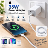 Adaptateur Secteur Double Port 35W (USB-C & USB-A) – Bloc de Charge Rapide + Câble pour iPhone 15/16/17 Series & Tablettesimage-2