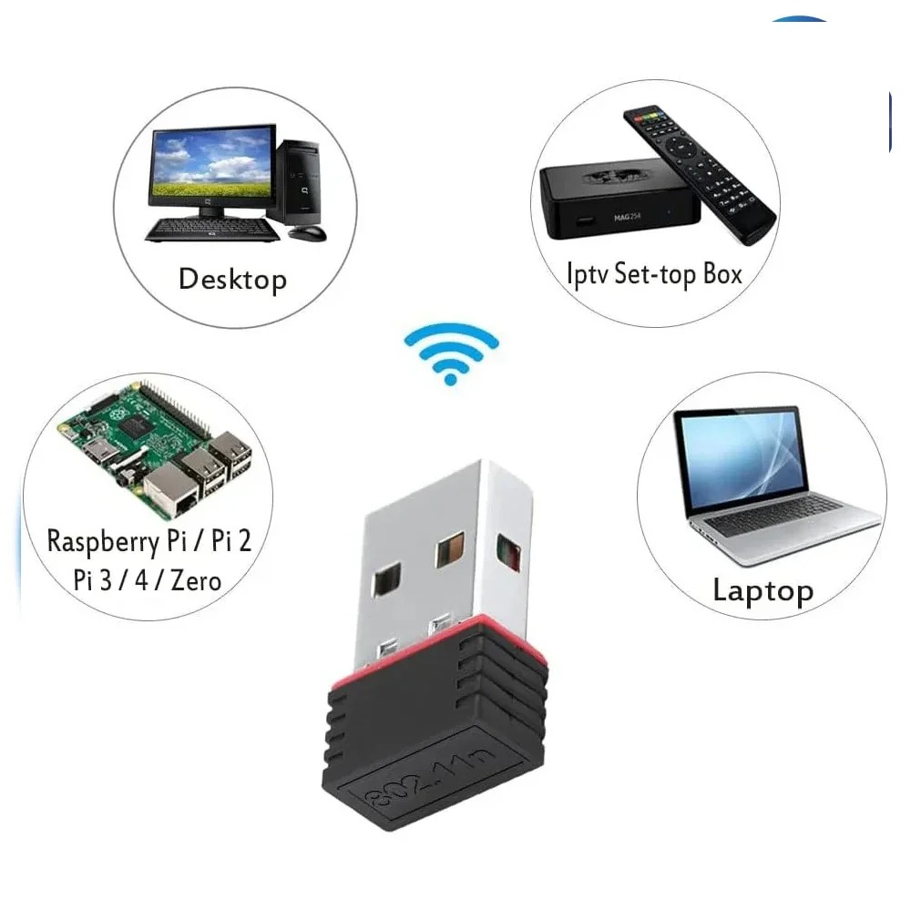 Adaptateur WiFi USB RTL8188 150Mbps – Dongle Réseau Sans Fil pour Raspberry Pi & PCimage-2