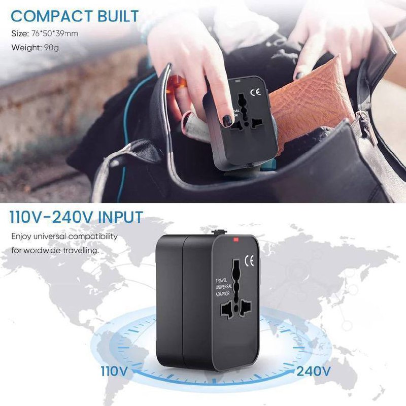 Adapter de Voyage Universel avec 2 Ports USB de Type-Cimage-2