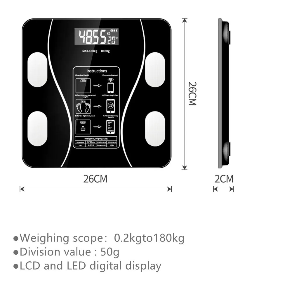 Balance Numérique Intelligente Bluetooth Analyseur de Composition Corporelleimage-2