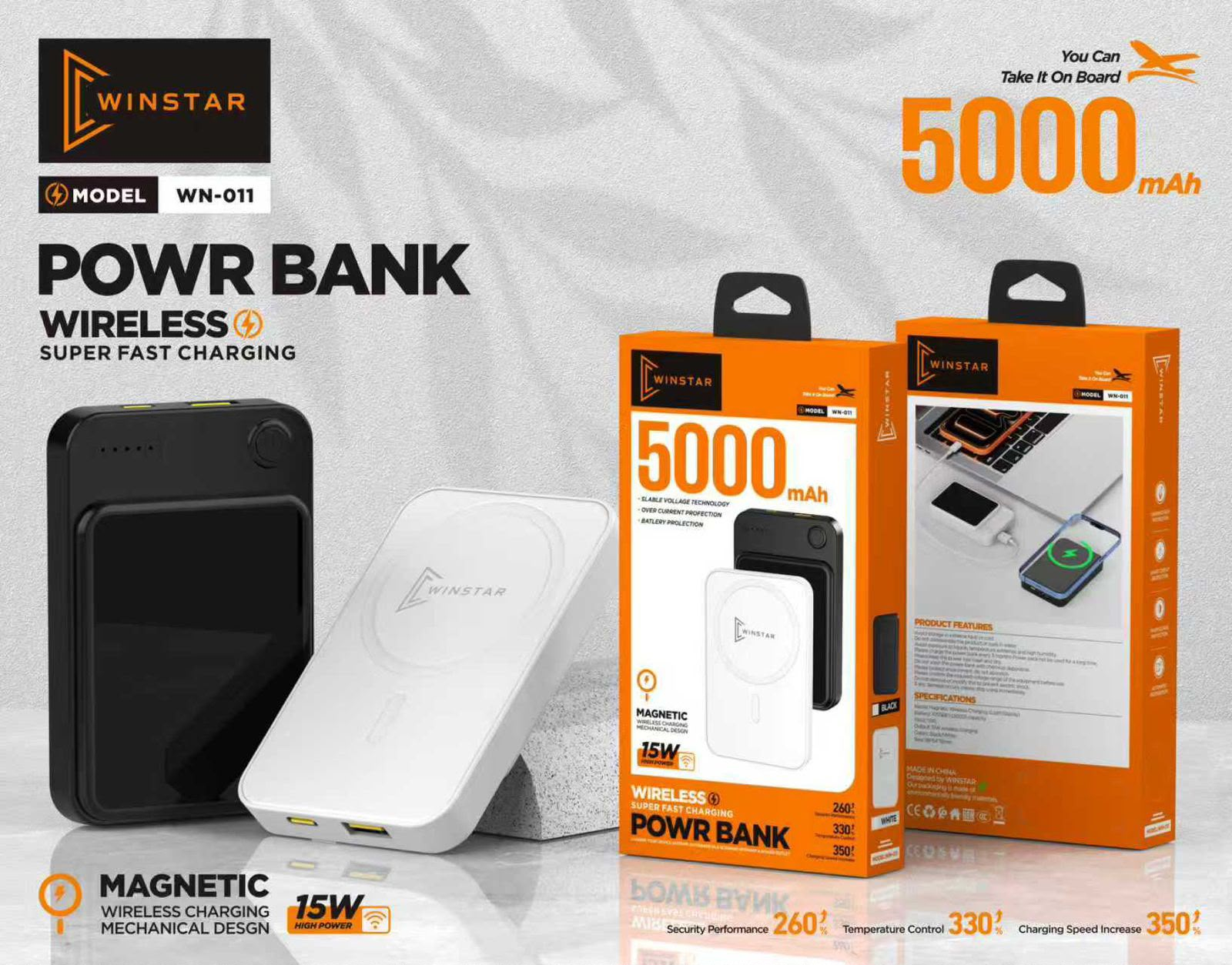 Batterie Externe Sans Fil Winstar WN-011 (5000mAh) — Power Bank Induction 15W Compacte & Magnétiqueimage 4