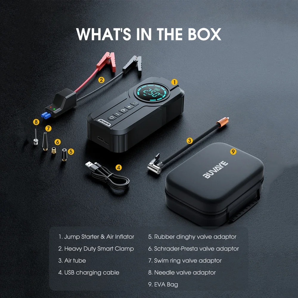 Booster de Batterie 4-en-1 – Jump Starter et Compresseur d'Air Portable image 3