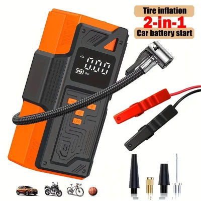 GENERALE - Booster de Batterie JKUOO 5000A – Démarreur de Voiture Instantané et Compresseur d'Air 150 PSI.