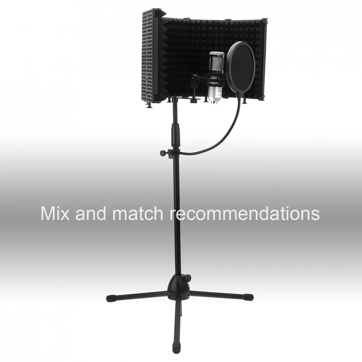 Bouclier d'Isolation Microphone Professionnel – Filtre Réflexion à 5 Panneaux Pliablesimage-2