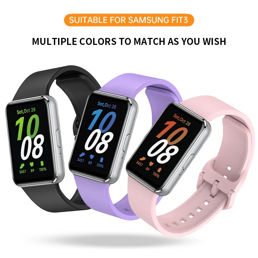 Bracelet de Sport en Silicone Original pour Samsung Galaxy Fit 3 – Pack Protection Écranimage-2