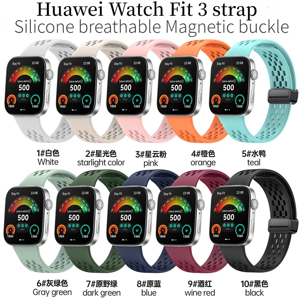 Bracelet en Silicone Magnétique Respirant pour Huawei Watch Fit 3/4 Pro – Remplacement Rapide image 3