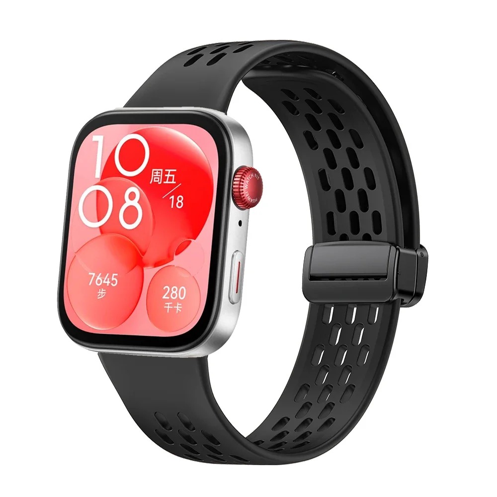 Bracelet en Silicone Magnétique Respirant pour Huawei Watch Fit 3/4 Pro – Remplacement Rapideimage 4