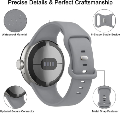 Bracelet en Silicone pour Google Pixel Watch 1 / 2 / 3 / 4 / 5 – Tailles 41mm & 45mm, Sport & Confort