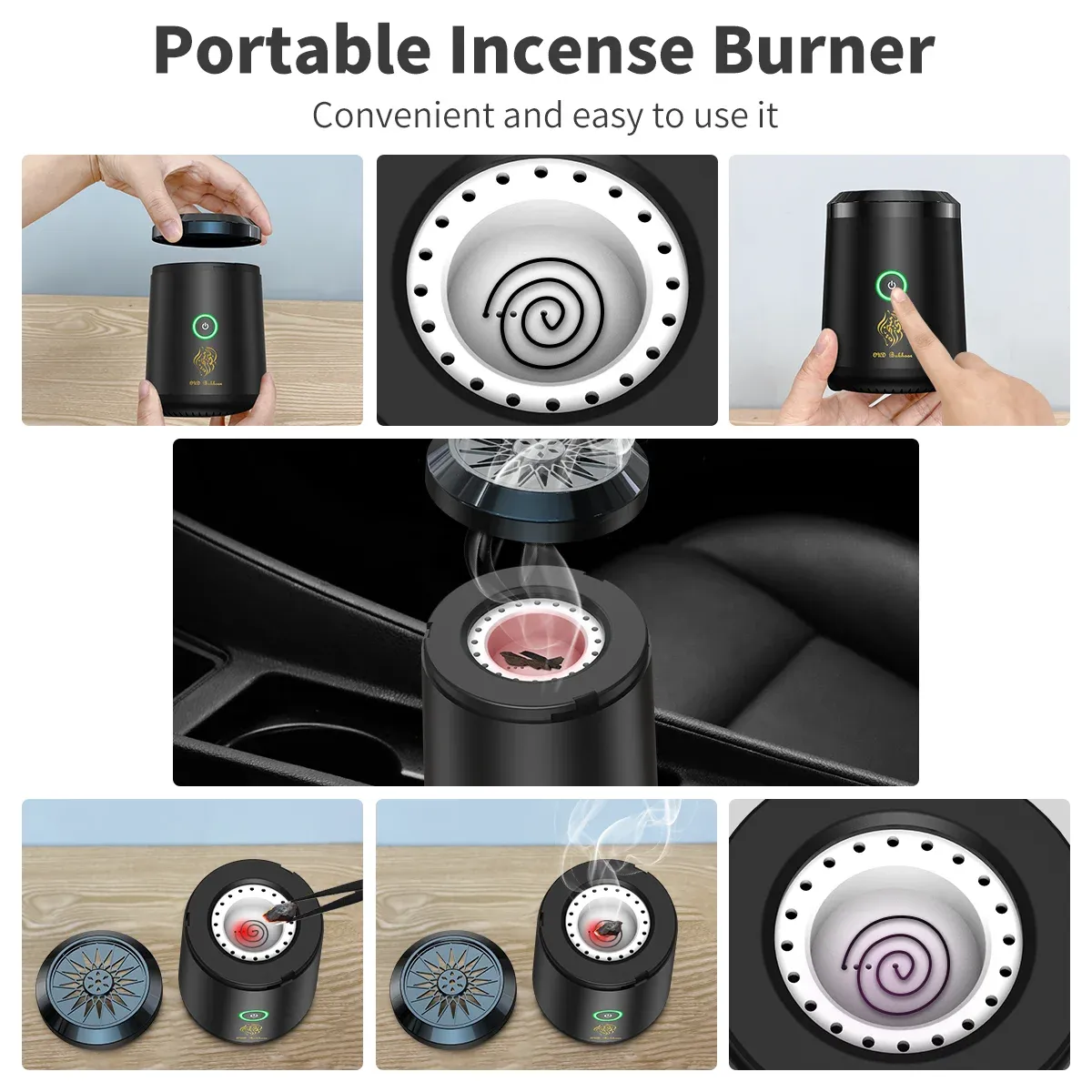 Brûleur d'Encens Électrique Personnalisé pour Bakhoor & Aromathérapie – Diffuseur Électronique pour Yoga, Spa & Décoration Maisonimage 4