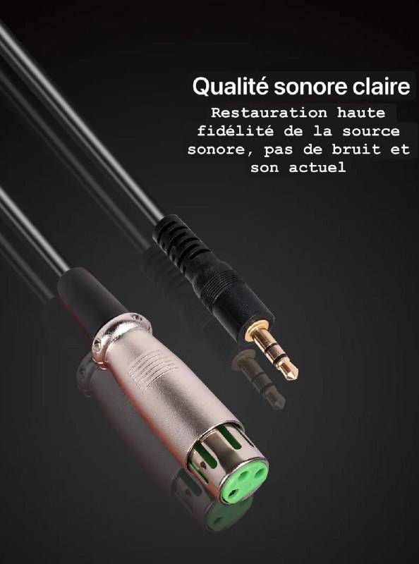 Câble Audio 2 mètres Mâle 3.5mm Jack à Mâle XLR image 3