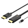 Câble Convertisseur HDMI vers DisplayPort 1.8m WMD H147 – Connectivité Ultra-Fluide avec Alimentation USB Complémentaire image 1