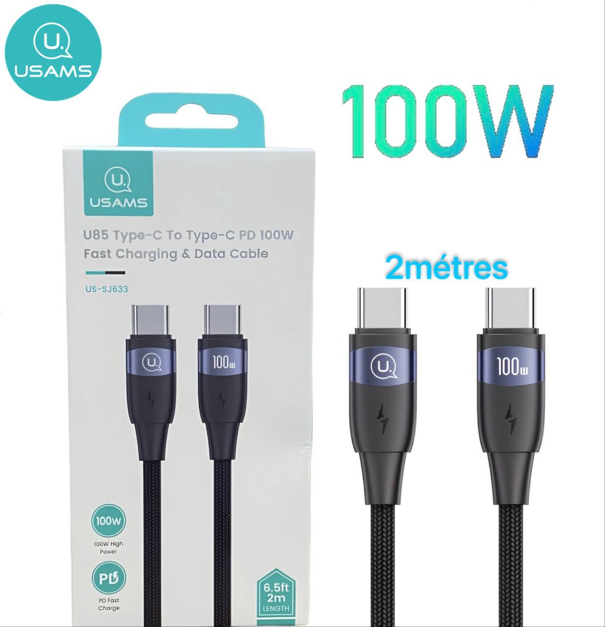 Câble de Charge Rapide 100W USAMS Type-C 2mimage-2