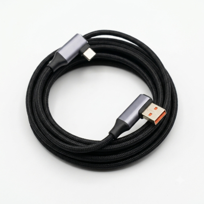 Câble de Recharge Rapide USB vers USB-C 2 Mètres – Connecteurs Coudés Ultra-Résistant