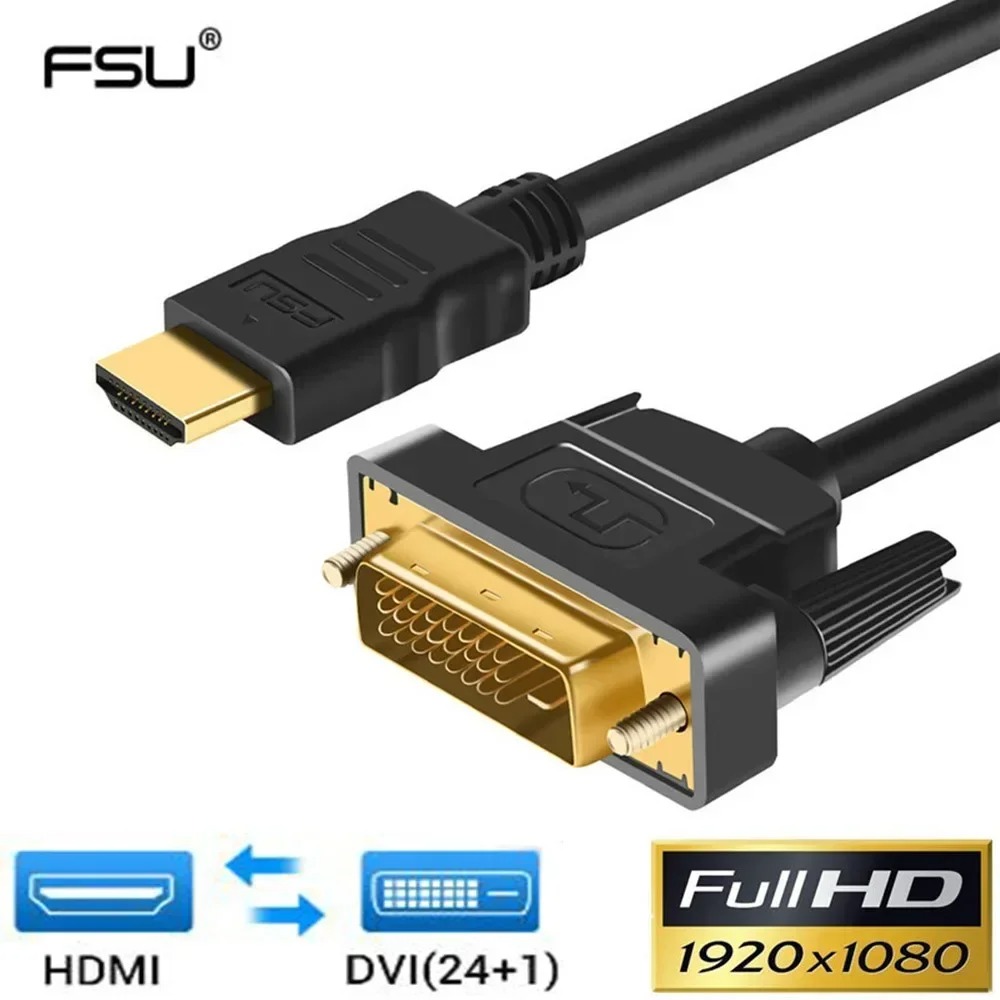 Câble HDMI vers DVI 1080P – Adaptateur Bidirectionnel DVI-D 24+1 Pin image 1