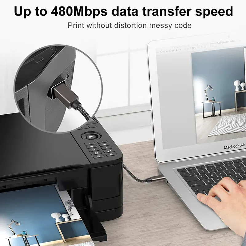 Câble pour Imprimante USB-C Pro-Tech 1,5 Mètre – Gainage Tressé Ultra-Résistant & Transfert de Données Rapide image 3