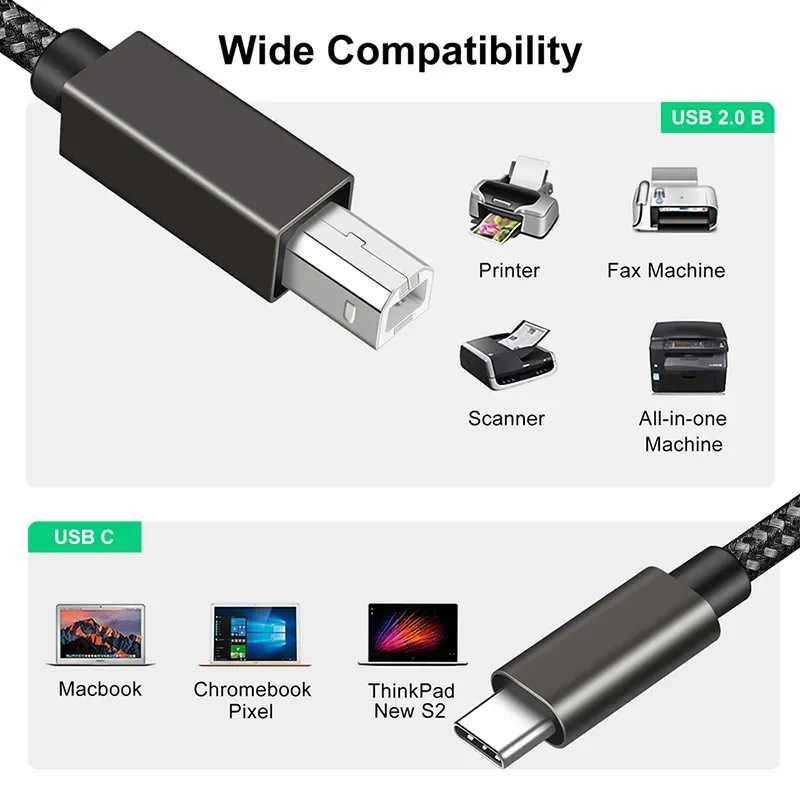 Câble pour Imprimante USB-C Pro-Tech 1,5 Mètre – Gainage Tressé Ultra-Résistant & Transfert de Données Rapideimage 4