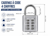 Cadenas à Combinaison 8 Chiffres à Boutons – Sécurité Sans Clé avec Anse Métallique pour Valise & Sacimage-2