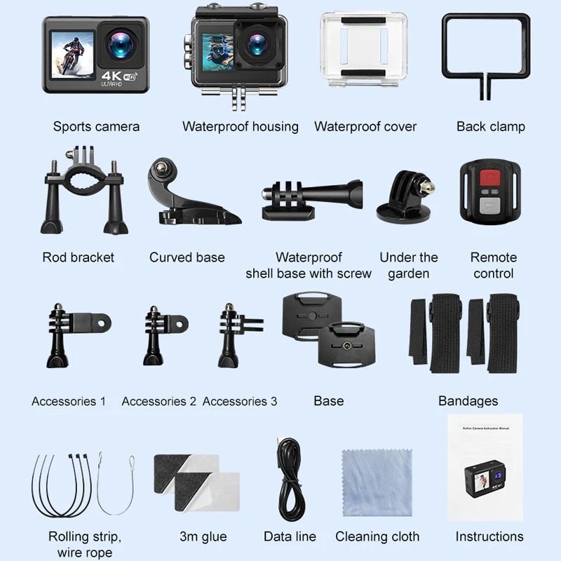 Caméra d'Action LUOSI 4K 30FPS 20MP – Étanche, Stabilisation EIS, Télécommande Sans Fil, Idéale Sport et Tourismeimage-2