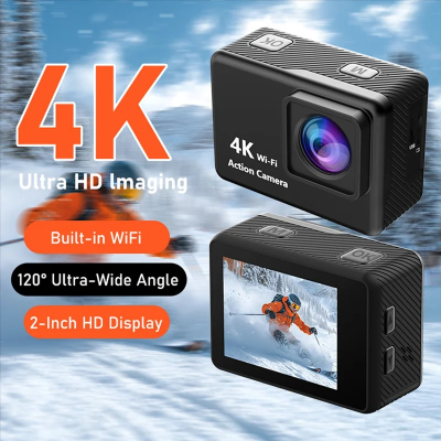 Mini Caméra d'Action V22 4K Ultra HD Écran Tactile – Étanche avec Boîtier, Wi-Fi, Format Pocket & Kit Accessoires